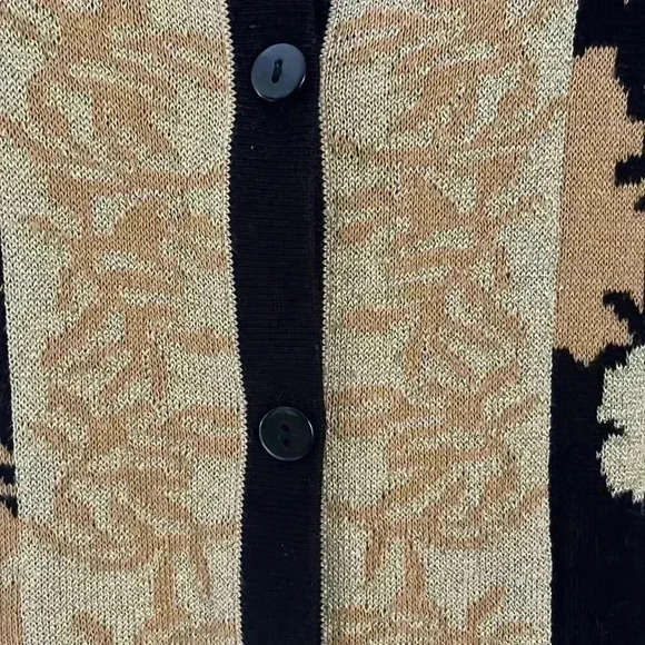 Susan Bristol Cardigan Black Gold Shimmer Floral Small - Picture 5 of 7